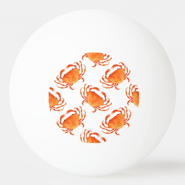 Crabs Watercolor: White Background Pattern Ping Pong Ball (Front)