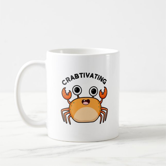 Crabtivating Funny Crab Pun  Coffee Mug (Left)