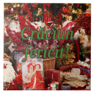 Crăciun fericit! Merry Christmas in Romanian gf Ceramic Tile