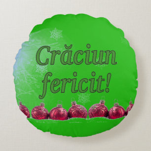 Crăciun fericit! Merry Christmas in Romanian gf Round Cushion