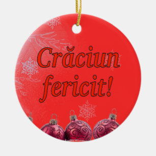 Crăciun fericit! Merry Christmas in Romanian rf Ceramic Ornament