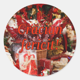Crăciun fericit! Merry Christmas in Romanian rf Classic Round Sticker