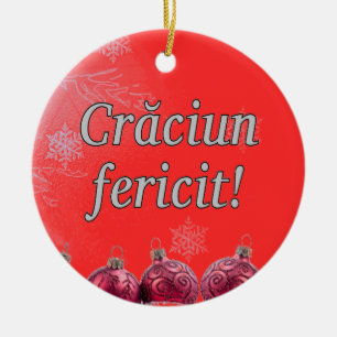 Crăciun fericit! Merry Christmas in Romanian wf Ceramic Ornament