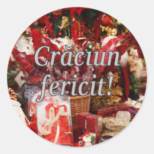 Crăciun fericit! Merry Christmas in Romanian wf Classic Round Sticker