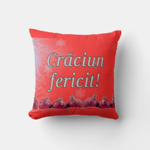 Crăciun fericit! Merry Christmas in Romanian wf Cushion