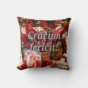 Crăciun fericit! Merry Christmas in Romanian wf Cushion