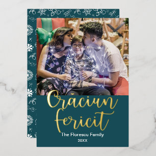 Crăciun fericit, Romanian Merry Christmas Elegant Foil Holiday Card