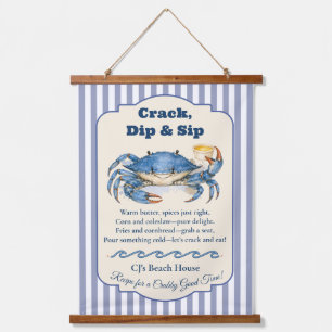 Crack Dip Sip Coastal Crab Kitchen Hanging Tapestry
