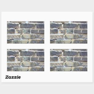 Cracked and Crumbling Grey Brick Wall Rectangular Sticker