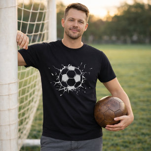 Cracked Ball Soccer; Soccer Ball Burst Graphic T-Shirt