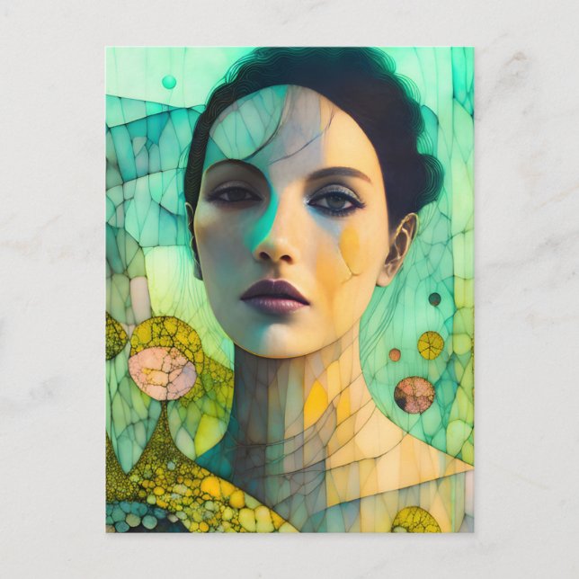 Cracked Beautiful Woman Postcard (Front)