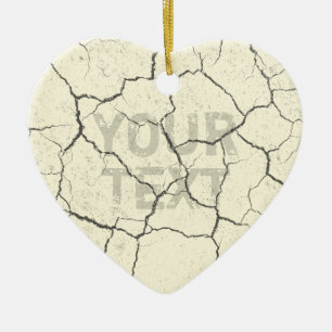 Cracked Bone White Ceramic Ornament Heart