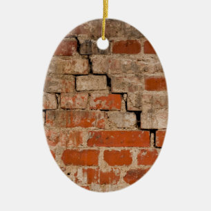 Cracked brick wall ceramic ornament