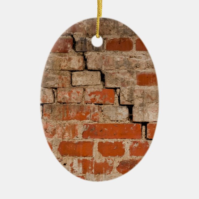 Cracked brick wall ceramic ornament (Front)