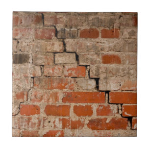 Cracked brick wall ceramic tile