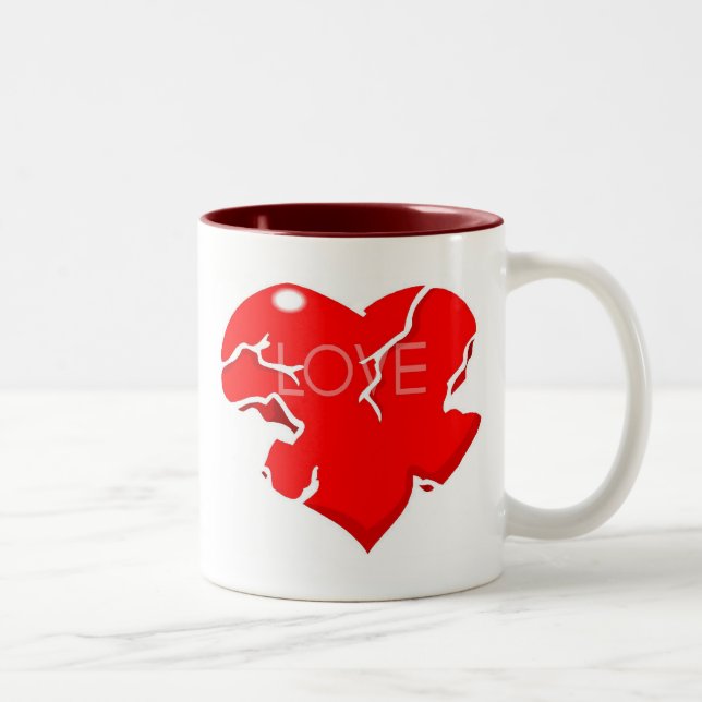 Cracked + Broken Heart Two-Tone Coffee Mug (Right)