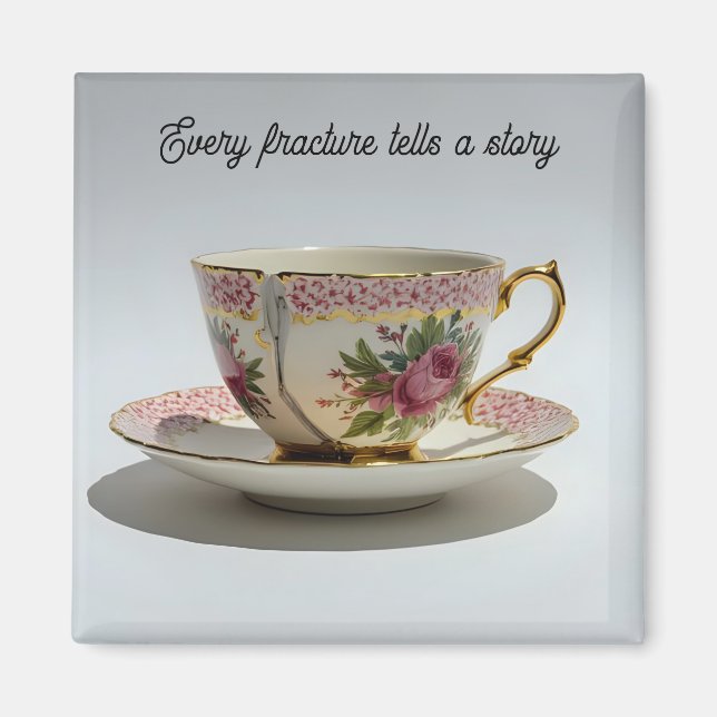 cracked broken teacup inspirational Magnet (Front)