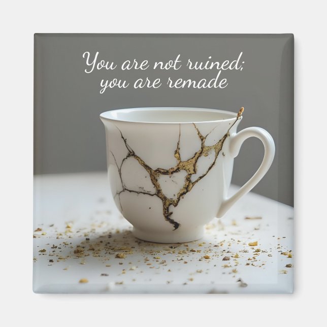 cracked broken teacup inspirational Magnet (Front)