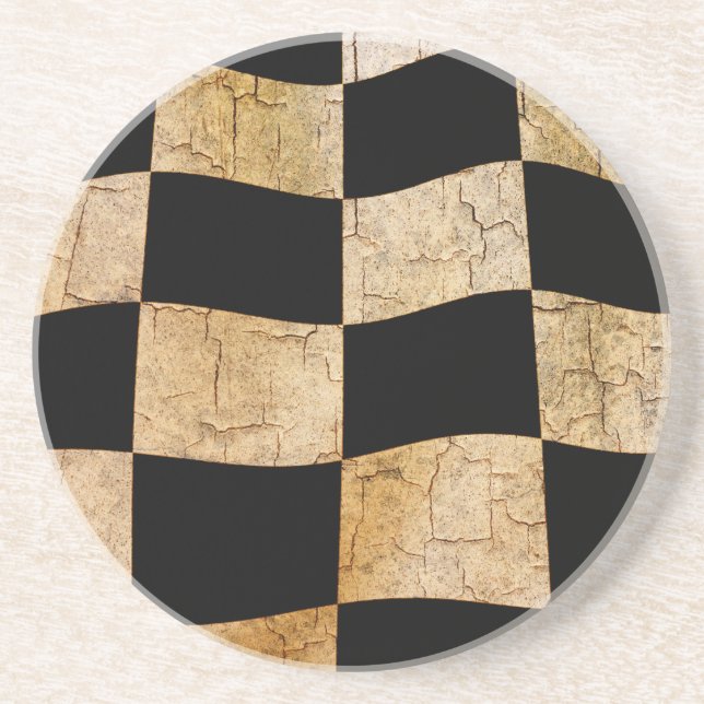 Cracked checker flag coaster (Front)
