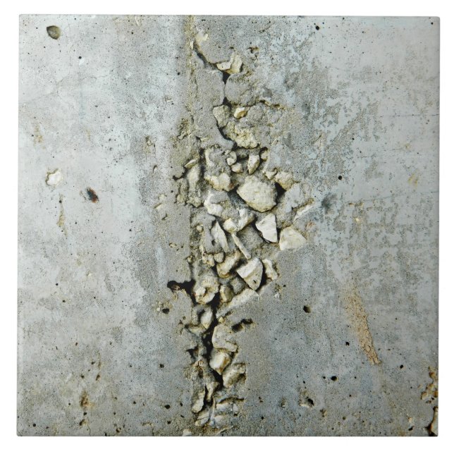 Cracked concrete wall with small stones ceramic tile (Front)