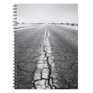 Cracked Desert Highway Black Notebook