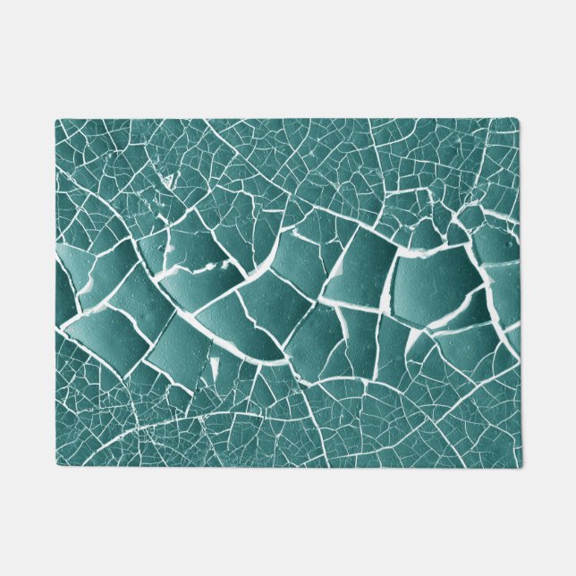 Cracked Dried Mud  - Teal Green Coloured Doormat (Front)