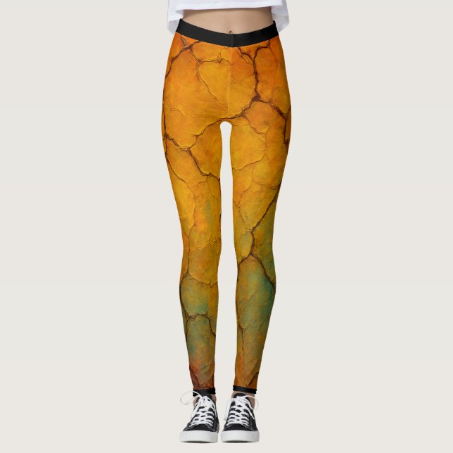 Cracked Earth Abstract Texture   Leggings (Front)