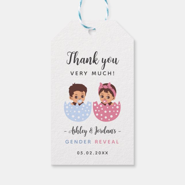 Cracked Egg Gender Reveal Thank You Gift Tag (Back)
