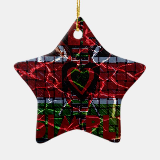 Cracked Flag: Keep It Simple - Kenyan Resilience  Ceramic Tree Decoration (Front)