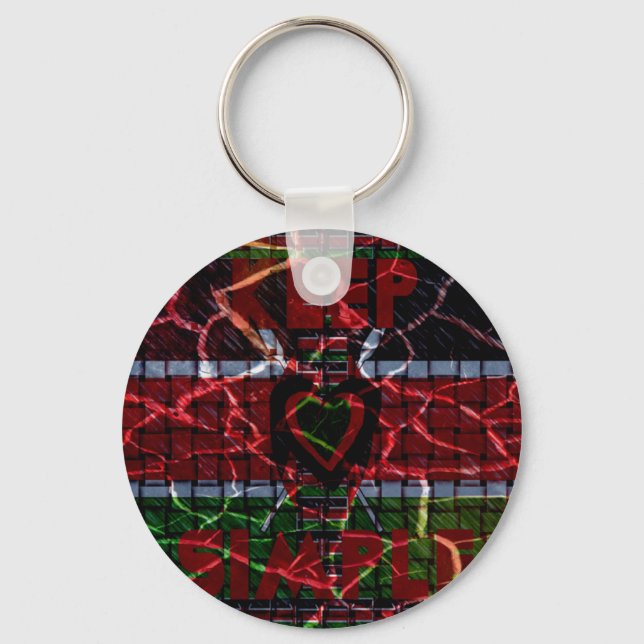 Cracked Flag: Keep It Simple - Kenyan Resilience  Key Ring (Front)