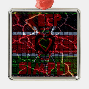 Cracked Flag: Keep It Simple - Kenyan Resilience Metal Tree Decoration