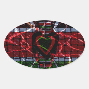 Cracked Flag: Keep It Simple - Kenyan Resilience  Oval Sticker