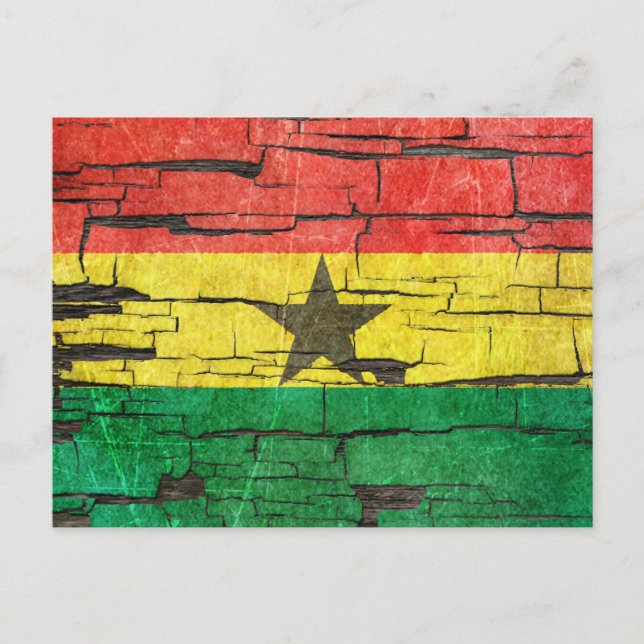 Cracked Ghana Flag Peeling Paint Effect Postcard (Front)