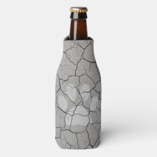 Cracked Grey Grey Animal Paw Print Bottle Cooler