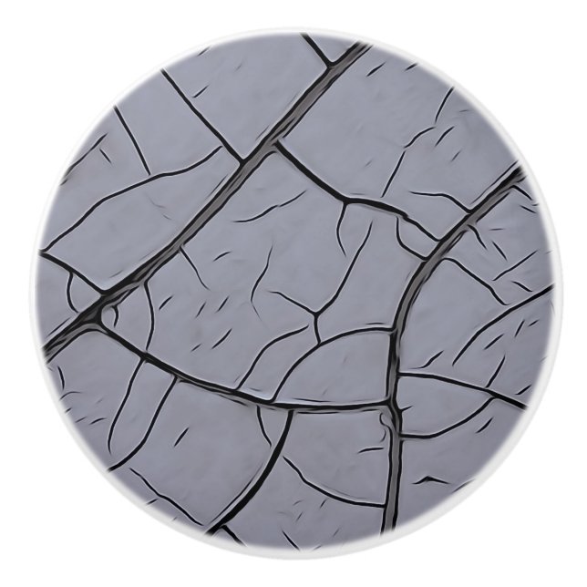 Cracked Grey Paint Ceramic Knob (Front)