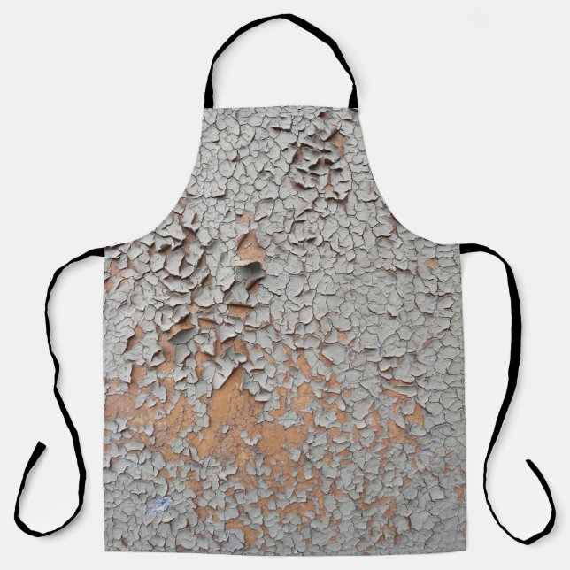 Cracked grey wall paint apron (Front)
