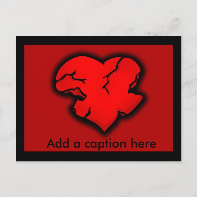 Cracked Heart Anti Valentine to Customise Holiday Postcard (Front)