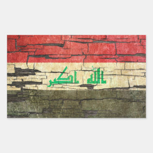Cracked Iraqi Flag Peeling Paint Effect Rectangular Sticker
