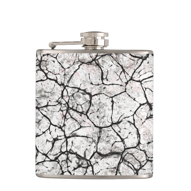 Cracked Marble Digital Pattern Hip Flask (Front)