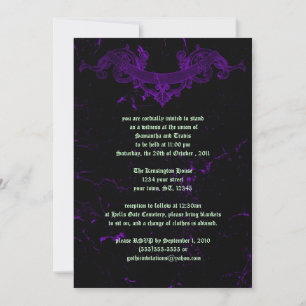 Cracked Marble Purple Goth Wedding Invitation