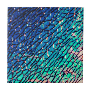 Cracked Metallic Mirror Blue and Green Ceramic Tile