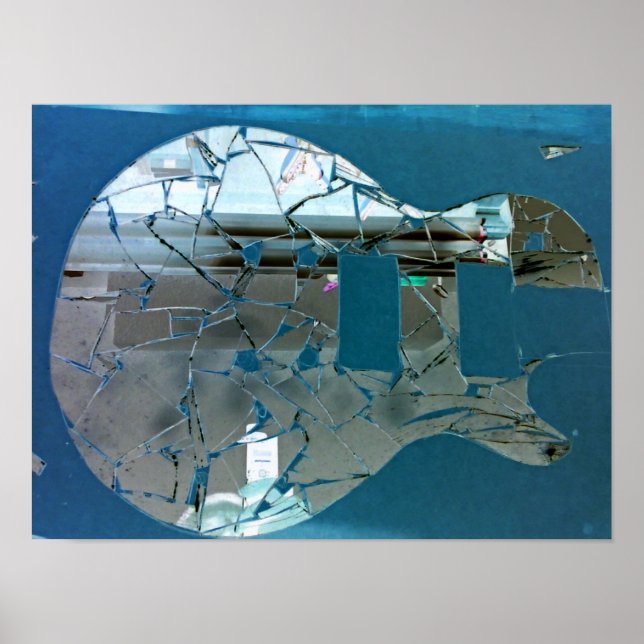 Cracked Mirror Guitar Art Poster (Front)