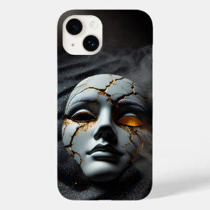 Cracked Porcelain Mask Dark Luxury iPhone 14 Case