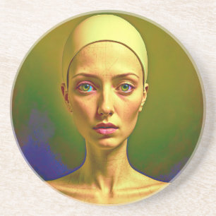 Cracked Porcelain Soul - Colourful Portrait Coaster
