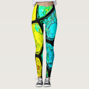 Cracked Rainbow Stained Glass Art Leggings