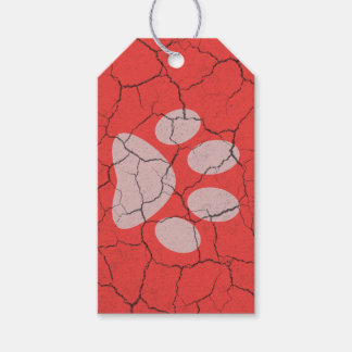 Cracked Red Animal Paw Print Gift Tags