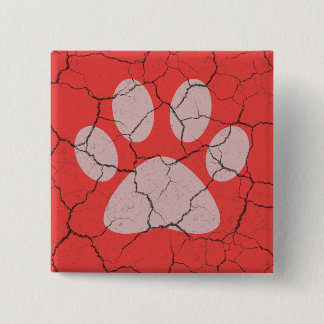 Cracked Red Animal Paw Print Pinback Button