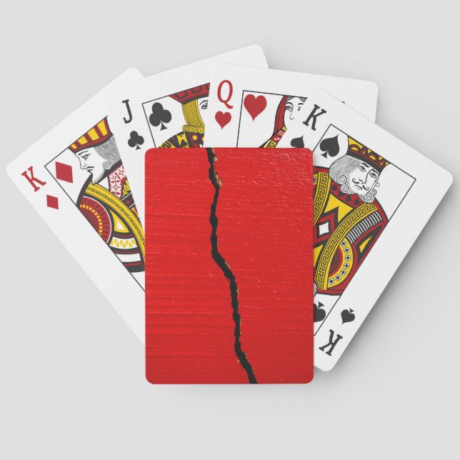Cracked Red Paint Playing Cards (Back)