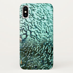 Cracked shattered glass look teal iPhone x case