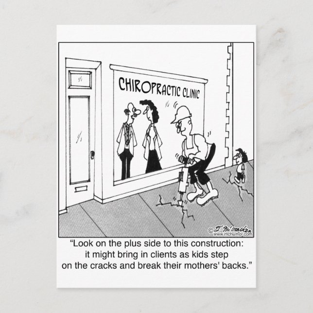 Cracked Sidewalk is a Boon for a Chiropractor Postcard (Front)